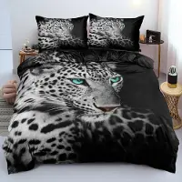 Merkloos 2-teiliges Bettbezugset mit 3D Leopardenprint