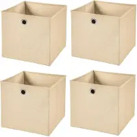 Merkloos Set aus 4 Creme Faltboxen, Faltbare Aufbewahrungsboxen