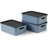Merkloos Set aus 3 dekorativen Aufbewahrungsboxen 10L mit Deckel