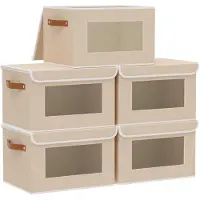 Merkloos Set von 5 Aufbewahrungsboxen mit Deckel Beige 26 x 20 x 17 cm