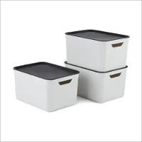 Merkloos Set aus 3 Dekorativen Aufbewahrungsboxen mit Deckel 16L