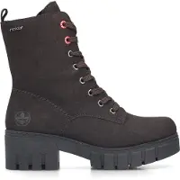 Rieker Winterboots , Damen, Gr. 41, braun (dunkelbraun), Lederimitat, unifarben, Schuhe Winterboots, Schnürstiefelette, Schnürboots mit praktischem Reißverschluss
