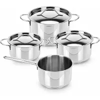 Benza – 7-teiliges Kochgeschirr-Set aus Edelstahl – 4 Töpfe und 3 Deckel – Für Induktion und Backofen geeignet – 1,3 bis 3 Liter