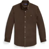 Ralph Lauren für Herren. 710853123503 Cordhemd im Custom Fit (L), Braun, Lässig, Baumwolle, Langarm
