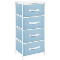 MetroDecor Kommode 4 Schubladen Stoffschrank Metallgestell hellblau/weiß 94cm mDesign