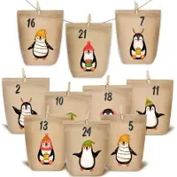 Sonstiges Adventskalender zum Befüllen Kraftpapiertüten Pinguin Braun - 24er Set