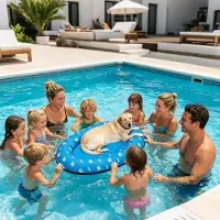 Markenlos Hunde-Floß Antirutsch-Inflatable | Welpenschwimmbad für Haustierbesitzer am See, Fluss,, Garten, Hof, Terrasse, Pool, Park, Club, Urlaub