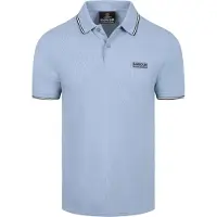 Barbour International Piqué Poloshirt Evan Tipped Blau