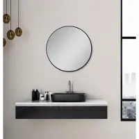 Merkloos Picasso Black Spiegel mit Durchmesser 60 cm, Aluminiumrahmen für Badezimmer