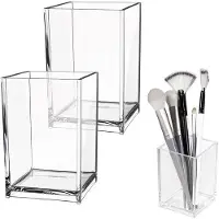 OEM Acryl-Penhalter 2er Set, transparent, Büro-Organizer, Make-up-Kammhalter, Büropenhalter für Büro, Schule und Heim (10 x 6,5 x 6,5 cm)