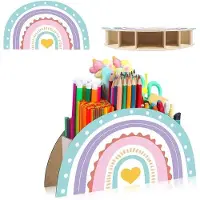 OEM Kinder Regenbogen Holzstift Halter, Büro Tisch Organizer, Regenbogen Holz Organizer, Tisch Organizer, Regenbogen Organizer, Büro Organizer Regenbogen (B)