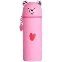 OEM Kawaii 2-in-1 Etui, schattige Cartoon-Tier-Design, großes Etui für Schülerinnen und Teenagerinnen, esthetische Schultasche (rosa)