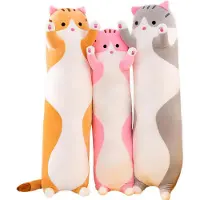 Merkloos Plüsch Katzenkissen - Großes Weiches Kuscheltier - Grau 110cm