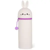 Benza Ibenzoa Weiches Silikon-Federmäppchen mit Kawaii-Tierdesign, 18,5 x Ø6,3 cm – multifunktional, Reißverschluss, als Stiftehalter für Schule & Büro