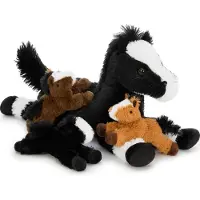 Merkloos Pferdeplüschtier XXL - 4 Stück Set - Plüschpferd mit Babys - Hautfreundlich und Sicher - Lernspielzeug - 35 cm Hoch - Plüschpferd