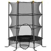 HOMCOM Kinder Trampolin Ø163 cm, Trampolin für Kinder 3-10 Jahre, Schwarz