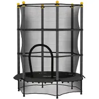 HOMCOM Kinder Trampolin Ø140 cm, Trampolin für Kinder 3-10 Jahre, Schwarz