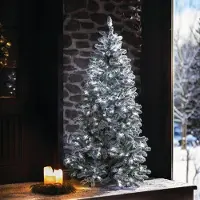 Frank Flechtwaren Tannenbaum "Schnee" 180 cm hoch, mit Lichterkette, 270 LED, künstlicher Outdoor Weihnachtsbaum