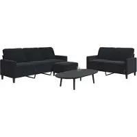 vidaXL 3-tlg. Sofagarnitur mit Kissen Schwarz Samt