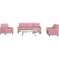 vidaXL 4-tlg. Sofagarnitur mit Kissen Rosa Samt
