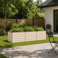 vidaXL Hochbeet im Garten Elfenbein 240 x 80 x 55 cm