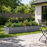 vidaXL Hochbeet im Garten Grau 160 x 80 x 24 cm kaltgewalzter Stahl