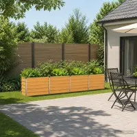 vidaXL Hochbeet im Garten Natur 320 x 40 x 55 cm kaltgewalzter Stahl