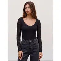 Vero Moda Langarmshirt "VMFLORA LS 2-WAY LACE TOP JRS NOOS" Materialmix, slim fit