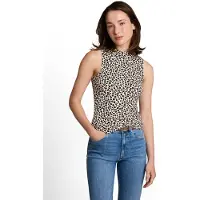 Tom Tailor T-Shirt DENIM, Damen, Gr. XXL, bunt (beige braun leo print), Single Jersey, Obermaterial: 96% Viskose, 4% Elasthan, regular fit taillenbedeckt, Rundhals, Shirts T-Shirt, mit Rippstruktur