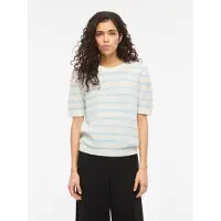 Vila Kurzarmpullover "VIDALO O-NECK S/S STRIPE KNIT-NOOS"