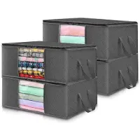 OEM Opbergsystem - 4er-Pack - 60L - 55*35*32cm - Opbergtas - Opvouwbare Verhuetestell - Met transparentem Fenster - Ideal für Bettwäsche, Kleidung, Decken, T-Shirts, Kleiderschränke