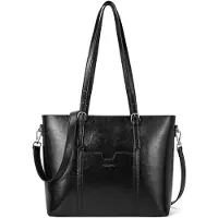 Merkloos Damenhandtasche aus echtem Leder, geeignet für Laptops bis 15,6 Zoll