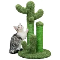 Benza Ibenzoa Katzenkratzbaum Kaktus‑Design – 3‑in‑1 mit 2 Sisal‑Säulen & 1 Plüsch‑Säule, Hängender Plüschball, Größe M 32×53 cm / L 42×68,5 cm, Ø 5,3/8,5 cm