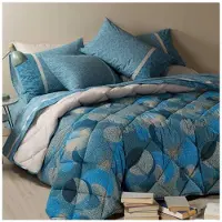 Merkloos Bettbezug Baumwolle für Einzelbett Blau