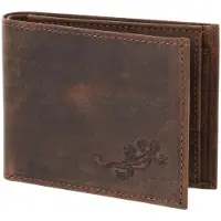 OXMOX Leder Geldbörse Leather RFID Protect Pocketbörse Lizard 2.0 Embossed Vintage Dark Brown dunkelbraun
