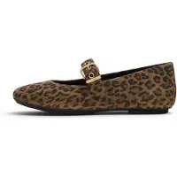 FitFlop für Damen. ADQ-E76 Mary-Jane-Ballerinas Delicato in Braun (5), Beige, Wohnung, Spaltleder, Schnalle, Lässig, Tierdruck