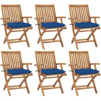 vidaXL Klappstühle mit Kissen, 6-teilig, Massivholz Teakholz