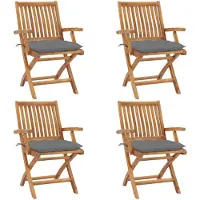 vidaXL Klappstühle mit Kissen, 4-teilig, Massivholz Teakholz