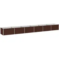 vidaXL Hochbeet im Garten Braun 600 x 80 x 55 cm kaltgewalzter Stahl