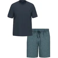 Ammann Schlafanzug "Herren T-Shirt, Bermuda Hose Night & Relax", Herren, Gr. XXXL, blau (dunkelblau), Homewear-Sets Schlafanzug