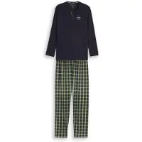 Tom Tailor Pyjama , Herren, Gr. 50, blau (grün, dunkel, karo), Single Jersey, Obermaterial: 100% Baumwolle, Homewear-Sets Pyjama