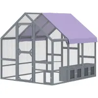 PawHut Hühnergehege Tannenholz Verzinktes Drahtgeflecht 211L x 186,5B x 185,5H cm Dunkelgrau