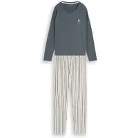 Tom Tailor Schlafanzug , Damen, Gr. 38, blau (grün, mittel, streifen), Obermaterial: 100% Baumwolle, Homewear-Sets Schlafanzug