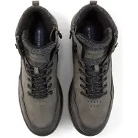 Tom Tailor Schnürboots , Herren, Gr. 46, Textil, grau, Lederimitat, Textil, Schuhe Schnürboots, Herbstboots mit Ziernähten und Logoschriftzug