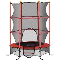 HOMCOM Kinder Trampolin Ø163 cm, Trampolin für Kinder 3-10 Jahre, Rot