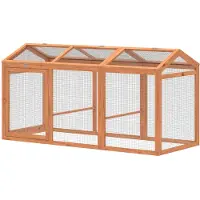 PawHut Hühnerstall 156 x 70,5 x 84 cm Freilaufgehege mit Sitzstange Doppeltüren