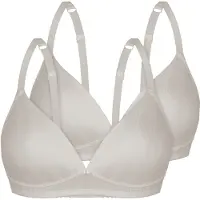 Sassa Bügelloser BH "2er Pack Soft-BH Einlage Natural Stripe", Damen, Gr. 70, Cup A, beige (ivory), BHs Bügelloser BH