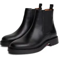 Tommy Hilfiger Chelseaboots "CORPORATE CASUAL LTH CHELSEA" Blockabsatz, Stiefelette mit beidseitigem Stretcheinsatz, schmale Form