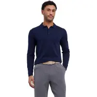 Falke Herren Polo Shirt, XXL, Blau, Uni, Baumwolle