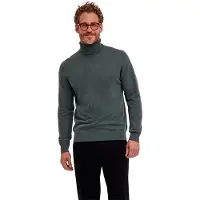 Falke Pure Cashmere Herren Pullover, 3XL, Grün, Uni, Kaschmir